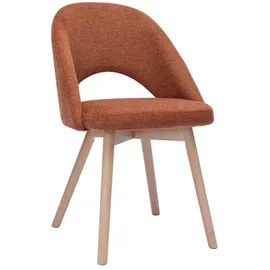 miliboo Skandinavische Stühle aus Stoff mit strukturiertem Samteffekt in Rostbraun und hellem Holz (2er-Set) COSETTE