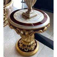 Casa Padrino Beistelltisch Luxus Barock Beistelltisch Weiß / Braun / Gold - Runder Massivholz Tisch im Barockstil - Handgefertigte Barock Möbel - Edel & Prunkvoll