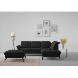 Ecksofa SIT & MORE "Fashion L-Form", schwarz, B:250cm H:84cm T:207cm, Sofas, wahlweise mit Kopfteilverstellung und Vorziehsitz, motorisch