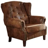 Massivmoebel24 - Ohrensessel 102x93x102 braun Chesterfield