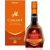 Carlos I Brandy de Jerez Amontillado – Solera Gran Reserva aus Spanien in hochwertiger Geschenkverpackung – gereift in 100-jährigen Solera-Fässern mit 40,3% vol. (1 x 0,7l)