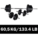 furnicato Langhantel Hantel Set und 2 Kurzhanteln 60,5kg silberfarben