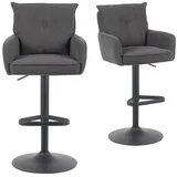 dubi möbel 2er Set Barhocker Höhenverstellbar, 360° drehbar, Barstuhl mit Rückenlehne & Armlehnen, ergonomisch gepolstert, stabiles Metallgestell in Schwarz, Feincord Anthrazit, Modell Nova