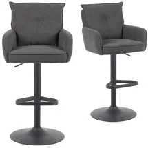 dubi möbel 2er Set Barhocker Höhenverstellbar, 360° drehbar, Barstuhl mit Rückenlehne & Armlehnen, ergonomisch gepolstert, stabiles Metallgestell in Schwarz, Feincord Anthrazit, Modell Nova