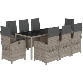 vidaXL Garten-Essgruppe 9-tlg. Grau