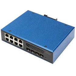 DIGITUS Industrieller 8 + 4 10G Uplink Port L3 managed Gigabit Ethernet Switch