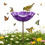 Metall Blumen Gartenstecker Vogeltränke, 2026 Neu Blume Bienentränke für Den Garten, Handgefertigte Blume Garten Stake Vogelbad, Insektentränke Gartens Für Bienens Schmetterlingstränke (Lila,2Pcs)
