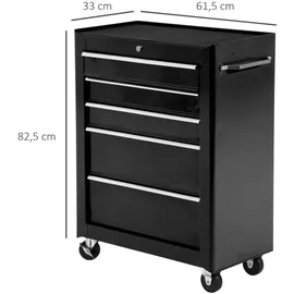 Homcom Werkstattwagen, Schwarz, Metall, 33x82.5x61.5 cm, Freizeit, Heimwerken, Werkzeugaufbewahrung
