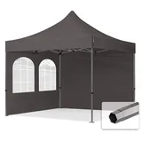 TOOLPORT 3x3m - mit 2 Seitenteilen premium Dach Faltpavillon, Pavillon grau
