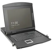 Digitus 19" HD LCD KVM Konsole, 16-Port HDMI, schweizer Tastatur, KVM Switch, Schwarz