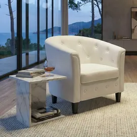 Mendler Sessel Newport T810, Loungesessel Clubsessel Chesterfield, Kunstleder ~ weiß