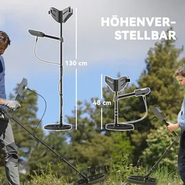 Outsunny Metalldetektor für Erwachsene 5 Modi Tragbar Ortungsgerät mit Alarm