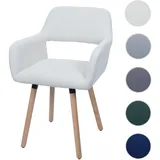 Mendler Esszimmerstuhl HWC-A50 II, Stuhl Küchenstuhl Polsterstuhl, Holz Stoff/Textil Cord (400g/m2) creme-weiß