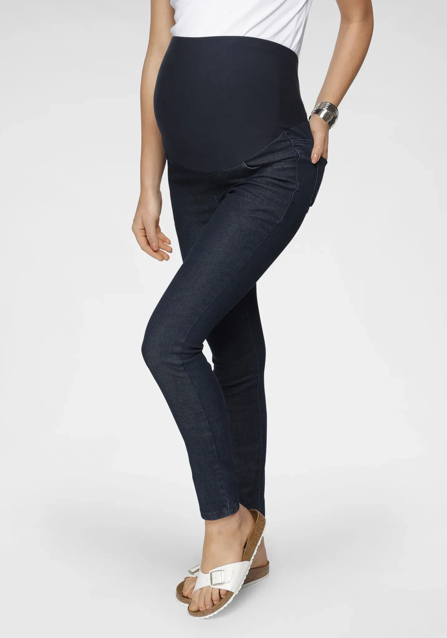 Umstandsjeans NEUN MONATE "Jeans für Schwangerschaft und Stillzeit" Gr. 34, N-Gr, blau (rinsed) Damen Jeans Umstandsmode in modischer Waschung