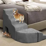 LitaiL Hundetreppe 74cm Hoch für Boxspringbett Platzsparend, passt Sich jeder Seite des Bettende an, Multizweck Hunderampe für Bett, rutschfeste Haustiertreppe aus Schaumstoff für Hunde, Katzen