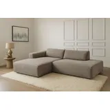 Andas Ecksofa ANDAS "Noord mit Kedernaht, Breite 227 cm, L-Form", braun, B:227cm H:71cm T:161cm, 100% Polyester, Sofas, Ecksofa, Cord, Struktur, Webstoff, mit Wellenunterfederung, Massivholzrahmen