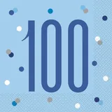 Unique 16 Servietten blau - Zahl 100