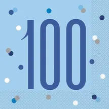 Unique 16 Servietten blau - Zahl 100