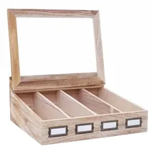 MCW Besteckkiste HWC-C25, Holzbox mit Deckel Besteckkasten, Paulownia 17x37x33cm ~ naturbraun