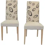 Polsterstuhl Esszimmerstuhl 2er-Set Eiche/Beige Küchenstuhl Speisestuhl Stuhl