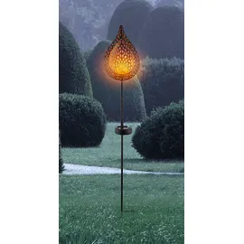 ETC Shop LED Solar Außen Stecklampe Flammeneffekt Solarleuchte Gartendeko Glas Kugel Erdspieß, Gold, 1x LED, L x x H16 x 7 x 90 cm, 3x
