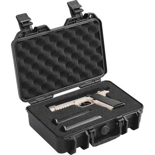 Vevor Hartschalenkoffer Pistolen, mit vorgeschnittenem PU-Schaum, staubdichter Hartschalenkoffer für 1 Pistole, abschließbarer Pistolenkoffer, Waffenkoffer schwarz, 320 x 240 x 118 mm