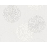 A.S. Création Vliestapete 10,05 m x 0,53 m mit abstraktem Blumendesign - Creme, Weiß - florale Tapete Made in Germany - 937922
