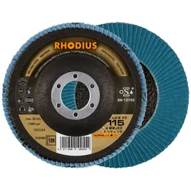 RHODIUS ALPHAline LGZ F3 Fächerschleifscheibe 115 x 22,23 mm K120