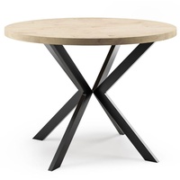 Runder Ausziehbarer Esstisch - Loft Style Tisch mit Metallbeinen - 100 bis 180 cm - Industrieller Quadratischer Tisch für Wohnzimmer - Spacesaver ...