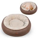 EvcgoX Hundebett flauschig,Hundekorb- Ø80 cm Donut Hundekissen,waschbare Hundekorb,Hundebett für mittelgroße und große Hunde Doppelseitiges Hundekissen für alle Jahreszeiten (Braun)