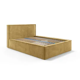 Home Affaire Bett HOME AFFAIRE "Östavall wahlweise mit Matratze und Topper, in zwei Breiten", gelb, B:182cm H:103cm L:231cm, 100% Polyester, Betten, Bett, Bettgestell mit Kopfteil und Bettkasten, mit/ohne Matratze (BFK/TFK)