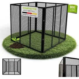 Juskys Metall Komposter 800 L, aus Stahl, witterungsbeständig, mit Belüftung & Schwarz