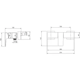 Villeroy & Boch Architectura Square Aufputz-Duscharmatur mit Mischer Brushed Gold TVS12500100076