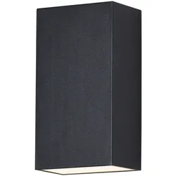 Maytoni Moderne Außenleuchte LED oben unten, Schwarze Wandleuchte IP54, Metallrahmen schwarze Farbe, Außenbeleuchtung für Terrasse, Garten, Cafe, Restaurants