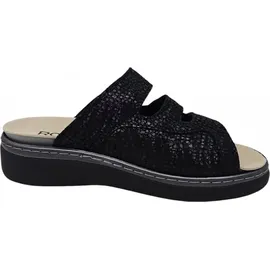 ROHDE Damen Pantolette aus Veloursleder mit drei Klettverschlüssen Abano 5221, Größe:41 EU, Farbe:Schwarz - 41