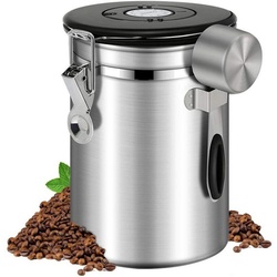zggzerg Aufbewahrungsbox Kaffeebohne Versiegeltes Glas, 1800ML Kaffeebohnen behälter silberfarben