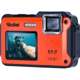 Rollei Sportsline 64 Selfie Unterwasserkamera Orange, k.A. opt. Zoom, 2.8 cm Rückseite, 2 Vorderseite