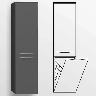 Pelipal Serie 6025 (Solitaire) Midischrank 45 x 33 x 121 cm, 1 Wäschekippe, 1 Drehtür, Griff H1, Anschlag rechts 6025-MSW45-04-R-F4104K438-A-AN, Badmöbel,