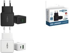 ANSMANN HC218PD - Netzteil - 18 Watt - 3000 mA - PD, QC 3.0 - 2 Ausgabeanschlussstellen (USB, USB-C) - weiß (1001-0111)