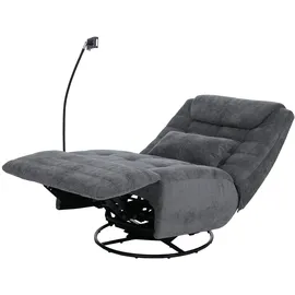 Mendler Relaxsessel HWC-P92 Chenille 82 x 96 x 82 cm Dunkelgrau drehbar mit Liegeposition