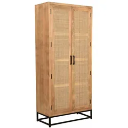 Dielenschrank 'Havanna' Massivholz, Metall, Rattan Mango