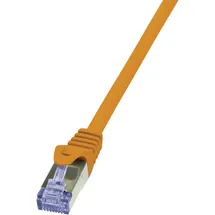 Logilink Netzwerkkabel, Patchkabel CAT 6a S/FTP 5.00 m Orange Flammwidrig, mit Rastnasenschutz 1St.