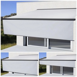 Elektrische Vollkassetten-Markise H124, 4x3m ausfahrbarer Volant ~ Acryl Creme, anthrazit