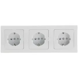 ChiliTec DELPHI Set 3 Steckdosen + 2-fach Rahmen 250V/ 16A, Steckanschluss, weiß