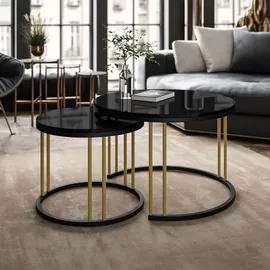 lookway Couchtisch LORI MIX II Gold Holzwerkstoff 70 x 48 x 70 cm