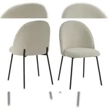 SIT Möbel Tom Tailor Stuhl 2er-Set | T-Bouclé Pad Chair | gepolstert graubeige|Beine Metall schwarz|B57xT54xH52cm|02412-21|Serie SIT&CHAIRS