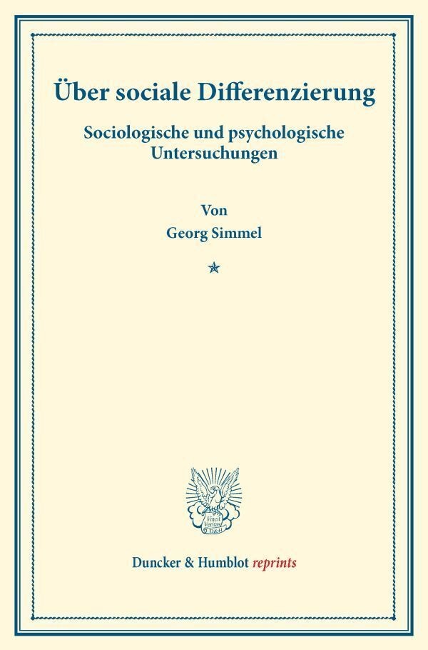 Über Sociale Differenzierung. - Georg Simmel  Kartoniert (TB)