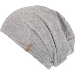 Beanie CHILLOUTS "Surrey Hat", Damen, grau (grau melange), Jersey, Materialmix, meliert, casual,klassisch,sportlich,modisch, Mützen, mit dezentem Flag-Label, passt sich jeder Kopfform an