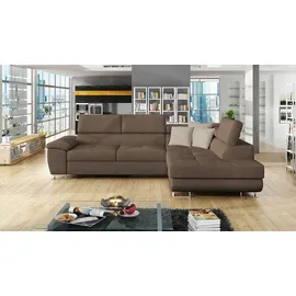 Mirjan24 Ecksofa Cotere, L-Form Eckcouch mit Schlaffunktion und Bettkasten (Matana 19 + Matana 17, Seite: Rechts) - Braun/Beige