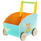 Labebe Lauflernwagen holz, 2-in-1 Verwendung als Laufwagen, Orange Eule Lauflernhilfe für 1-3 Jahre, Gehfrei Lauflernhilfe Baby/Lauflernhilfe Holz/Gehhilfe Holz/Baby Lauflernwagen Holz